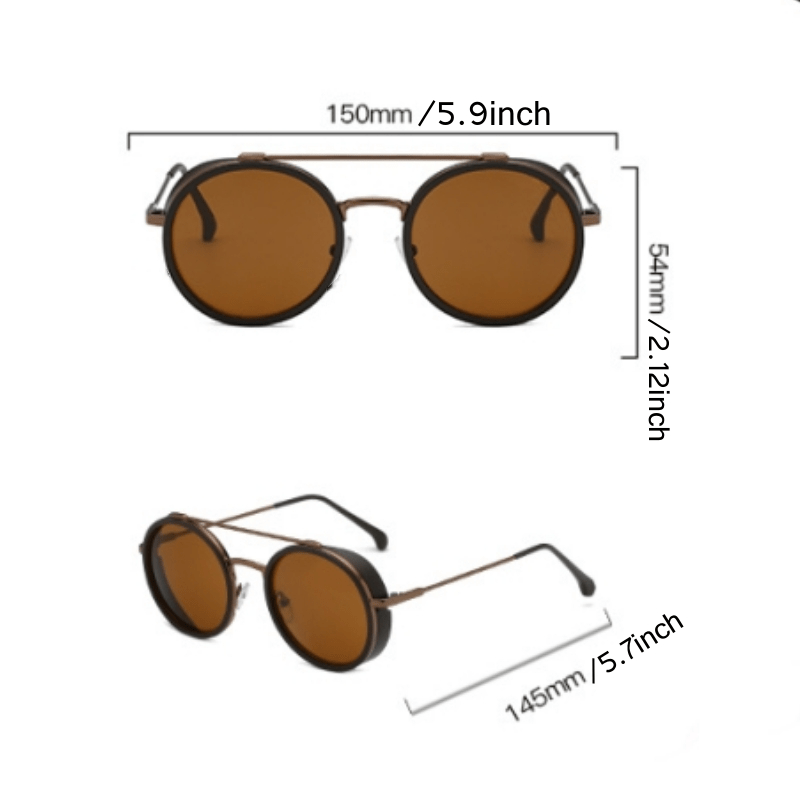 Men's Retro Round Sunglasses UV Protection With Glasses Case