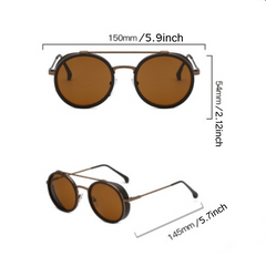 Men's Retro Round Sunglasses UV Protection With Glasses Case