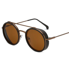 Men's Retro Round Sunglasses UV Protection With Glasses Case
