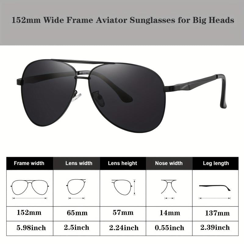 Big XL Wide Frame Extra Large Polarized Aviator Sunglasses