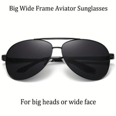 Big XL Wide Frame Extra Large Polarized Aviator Sunglasses