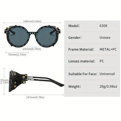 Steampunk Vintage Sunglasses Round Frame Mirrored Eyeglasses