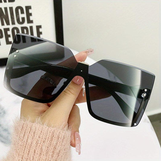 Oversized Rimless Sunglasses UV400 Protection for Women