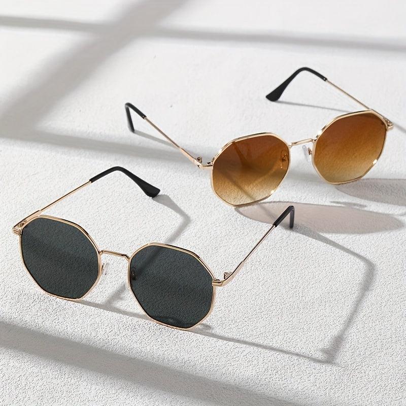 Polygonal Metal Sunglasses Gradient UV400
