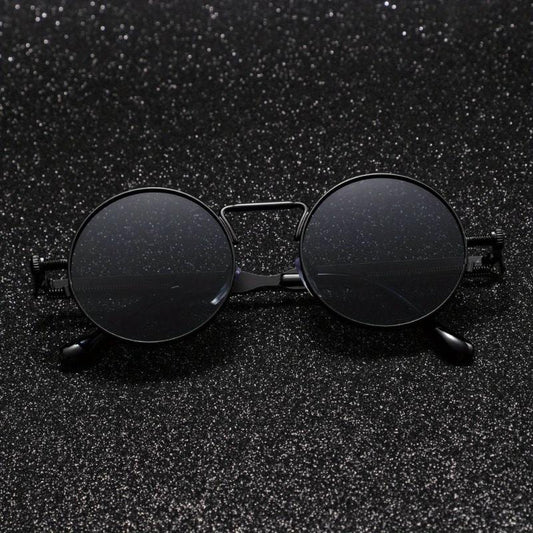 Y2K Steampunk Sunglasses Round Metal Spring Temple Glasses UV400