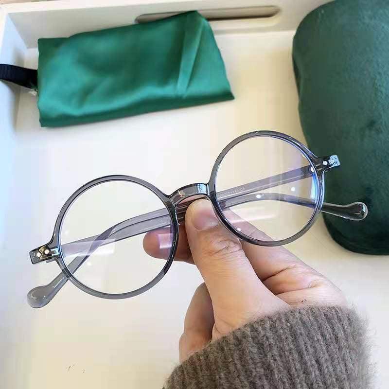 Small Round Frame HD Reading Glasses Anti Light Ultra Light with Glasses Case