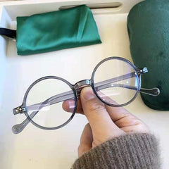 Small Round Frame HD Reading Glasses Anti Light Ultra Light with Glasses Case