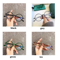 Small Round Frame HD Reading Glasses Anti Light Ultra Light with Glasses Case