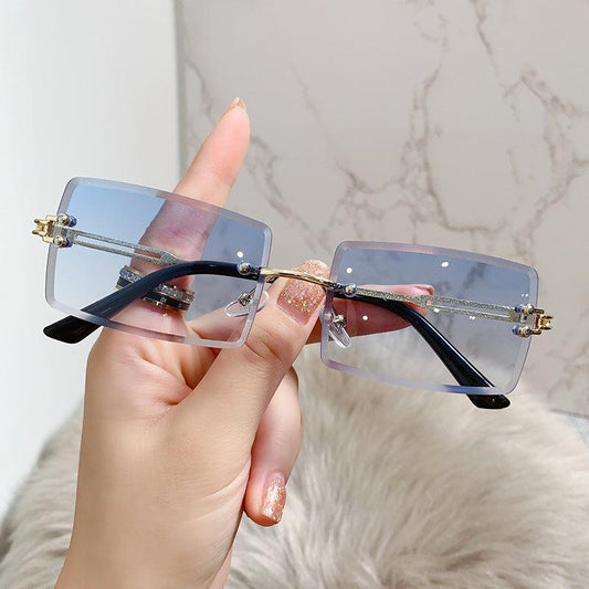 Rectangular Sunglasses Women's Rimless Glasses Y2K Holiday Accessories