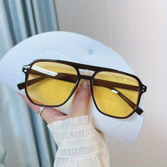 70s Aviator Sunglasses Vintage Square Frame UV400 Protection