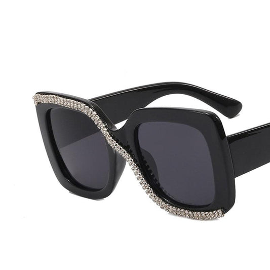 Vintage Oversized Square Sunglasses Rhinestone Shades