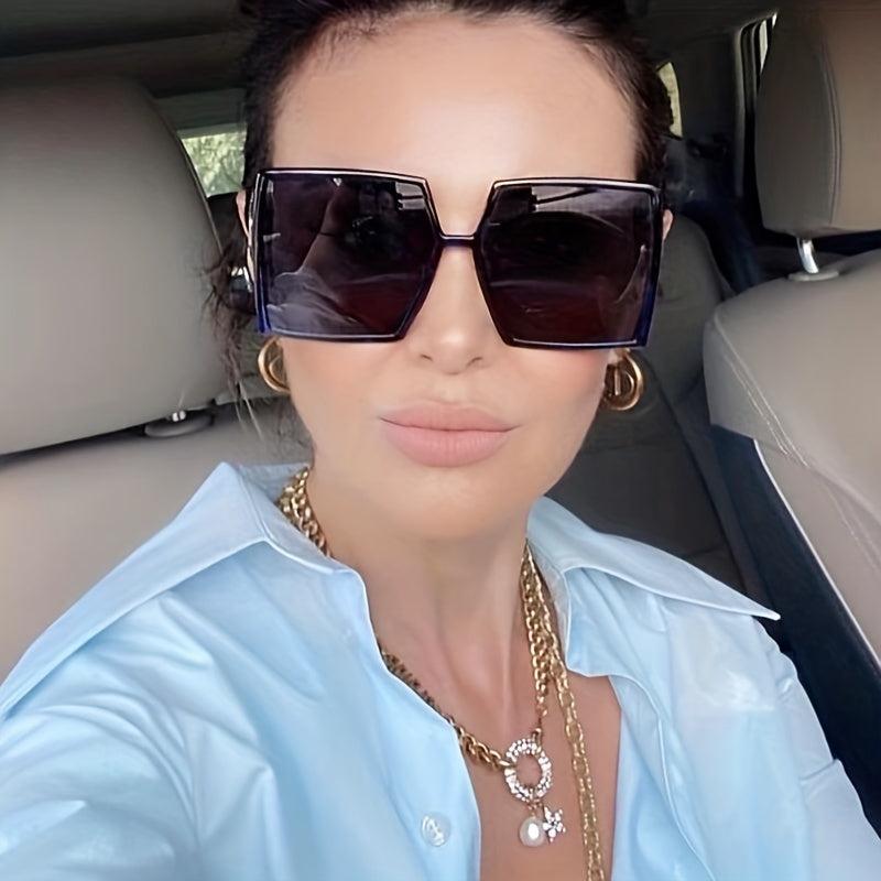 Oversized Square Frame Sunglasses Gradient Lens UV400