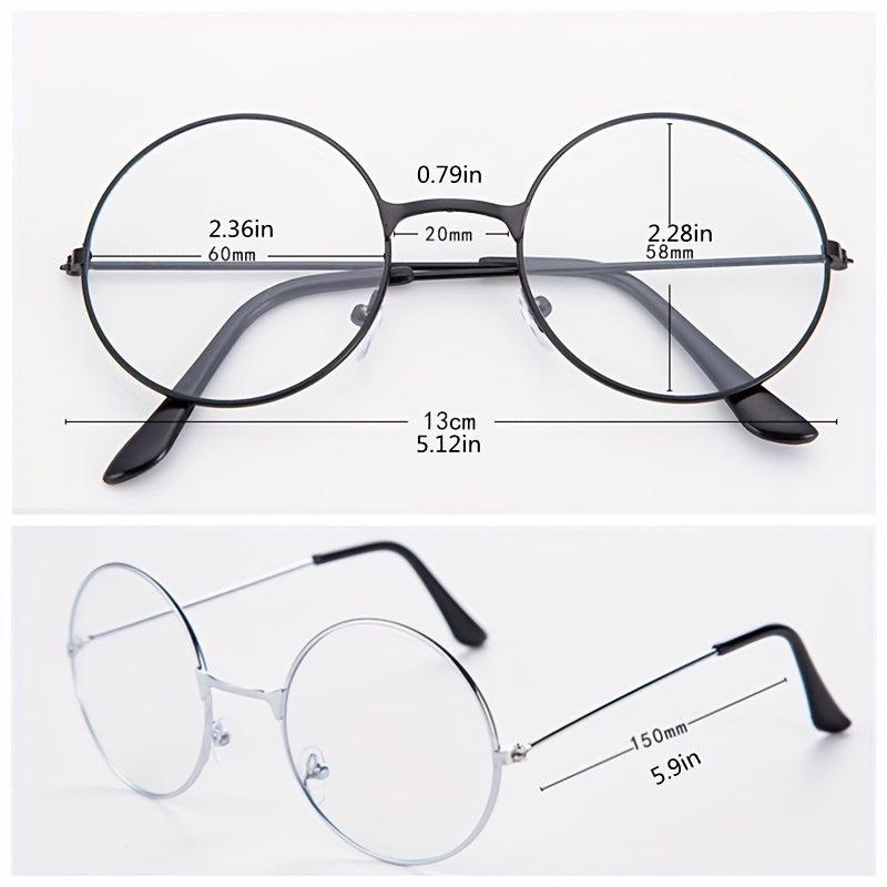 Vintage Round Metal Frame Clear Lens Glasses Lightweight Anti Light Reading Glas
