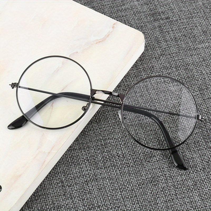Vintage Round Metal Frame Clear Lens Glasses Lightweight Anti Light Reading Glas