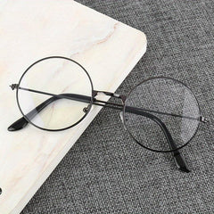 Vintage Round Metal Frame Clear Lens Glasses Lightweight Anti Light Reading Glas