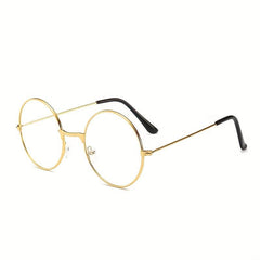 Vintage Round Metal Frame Clear Lens Glasses Lightweight Anti Light Reading Glas