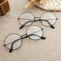 Vintage Round Metal Frame Clear Lens Glasses Lightweight Anti Light Reading Glas