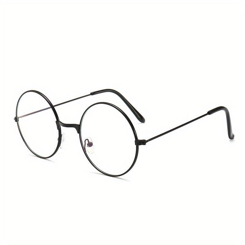 Vintage Round Metal Frame Clear Lens Glasses Lightweight Anti Light Reading Glas