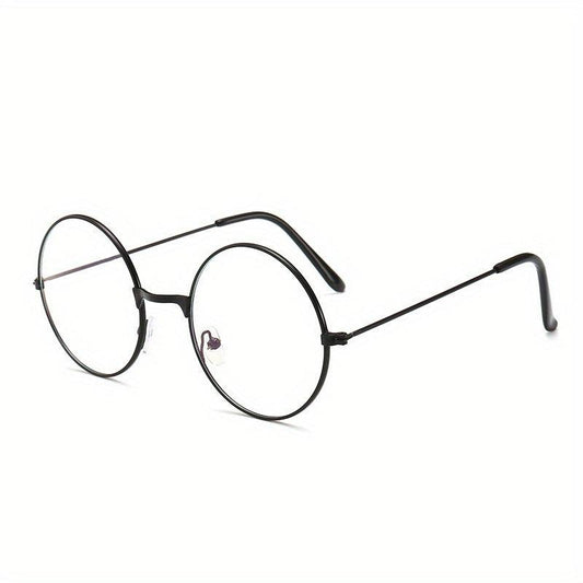 Vintage Round Metal Frame Clear Lens Glasses Lightweight Anti Light Reading Glas