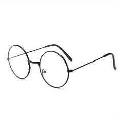 Vintage Round Metal Frame Clear Lens Glasses Lightweight Anti Light Reading Glas