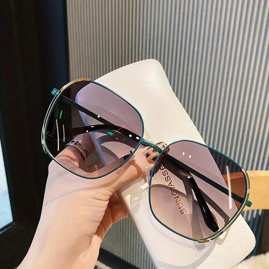Oversized Cat Eye Sunglasses Metal Square Frame Beach Eyewear UV400