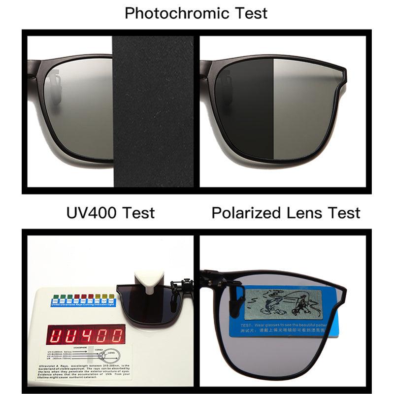 Photochromic Clip On Sunglasses Men Night Vision Goggles Anti Glare Glasses