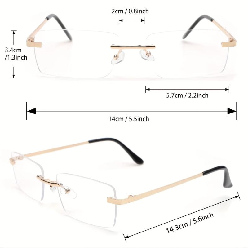 Minimalist Rimless Square Eyeglasses Thin Metal Temple