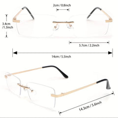 Minimalist Rimless Square Eyeglasses Thin Metal Temple