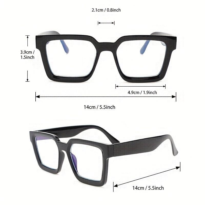 Clear Lens Glasses Vintage Square Frame Eyeglasses Classic Wrap Around Eyewear