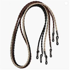 3pcs Glasses Lanyard Sunglasses Chain PU Leather Braided Sport Band Beige Brown