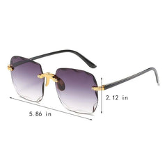 Rimless Square Sunglasses Tinted Lens UV400