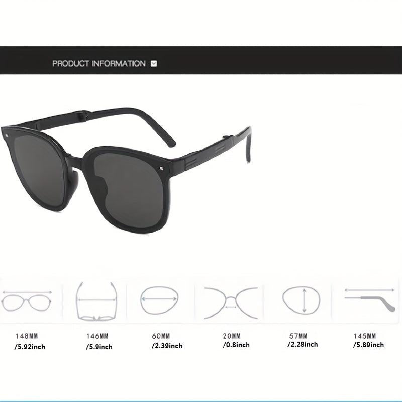 Square Frame Sunglasses Foldable Rivet Decor Polarized Glasses