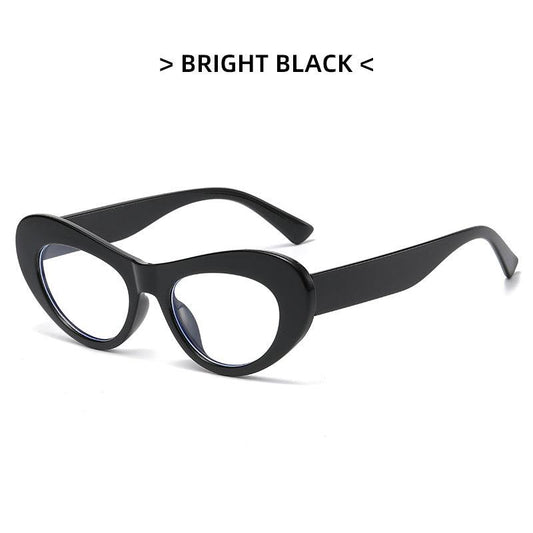 Women's Oval Spectacles Lens Leopard Print Frame Light Blocking Glasses