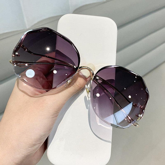 Semi Rimless Sunglasses Ombre Lens Metal Frame Glasses
