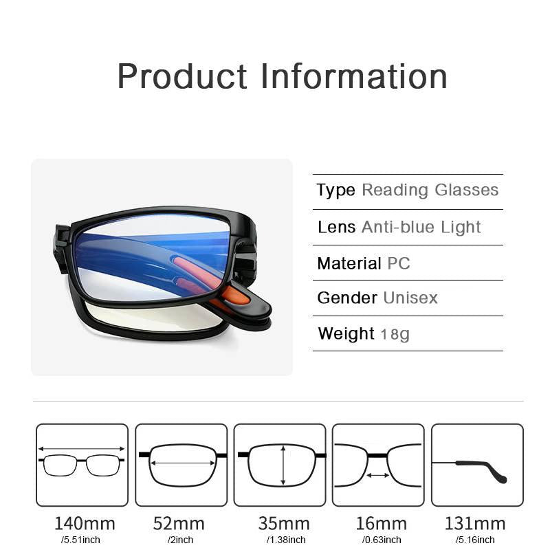 Folding Reading Glasses Diopter 1.0-4.0 Anti Light Presbyopia Eyeglasses