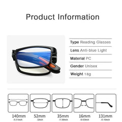 Folding Reading Glasses Diopter 1.0-4.0 Anti Light Presbyopia Eyeglasses