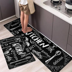Vintage Kitchen Rugs Non Slip Stain Resistant Waterproof Long Strip Mat
