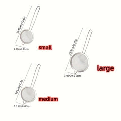 3pcs Stainless Steel Mesh Strainers Set Small Medium Large Sizes