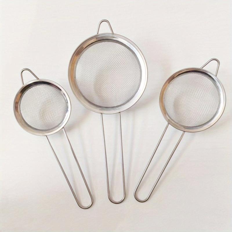 3pcs Stainless Steel Mesh Strainers Set Small Medium Large Sizes