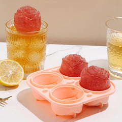 1pc 4 Grid Rose Ice Cube Mold Home Ice Maker Ice Storage Ice Box 5.5x5.5