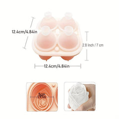1pc 4 Grid Rose Ice Cube Mold Home Ice Maker Ice Storage Ice Box 5.5x5.5