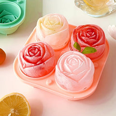 1pc 4 Grid Rose Ice Cube Mold Home Ice Maker Ice Storage Ice Box 5.5x5.5