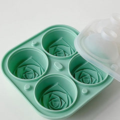 1pc 4 Grid Rose Ice Cube Mold Home Ice Maker Ice Storage Ice Box 5.5x5.5
