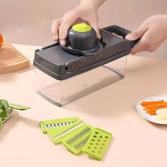 14pcs Vegetable Chopper & Fruit Slicer w/ Container - Manual Food Grater