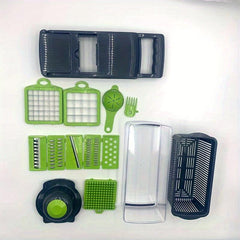 14pcs Vegetable Chopper & Fruit Slicer w/ Container - Manual Food Grater