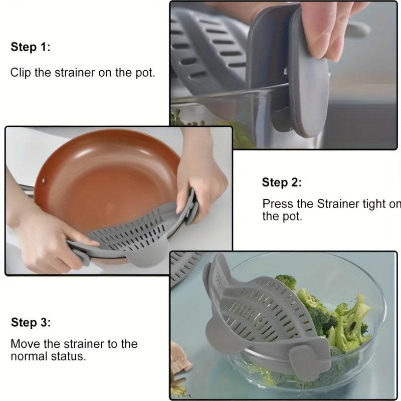 Adjustable Silicone Clip-On Strainer for Pots and Bowls