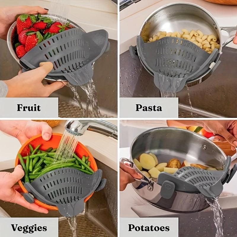 Adjustable Silicone Clip-On Strainer for Pots and Bowls