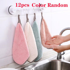 12pcs Kitchen Towel Dish Cloth Absorbs Water Non-shedding Non-stick