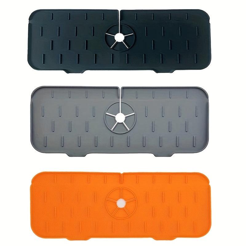 2pcs Silicone Long Strip Drain Mat Faucet Drip Catcher Sink Splash Guard