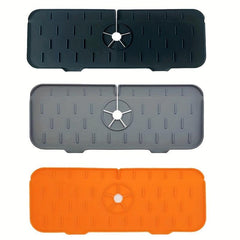 2pcs Silicone Long Strip Drain Mat Faucet Drip Catcher Sink Splash Guard